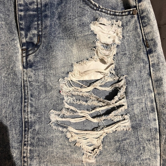 Distressed Mini Jean Skirt - Picture 2 of 5